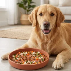 Leeby Comedero Antivoracidad Naranja para perros