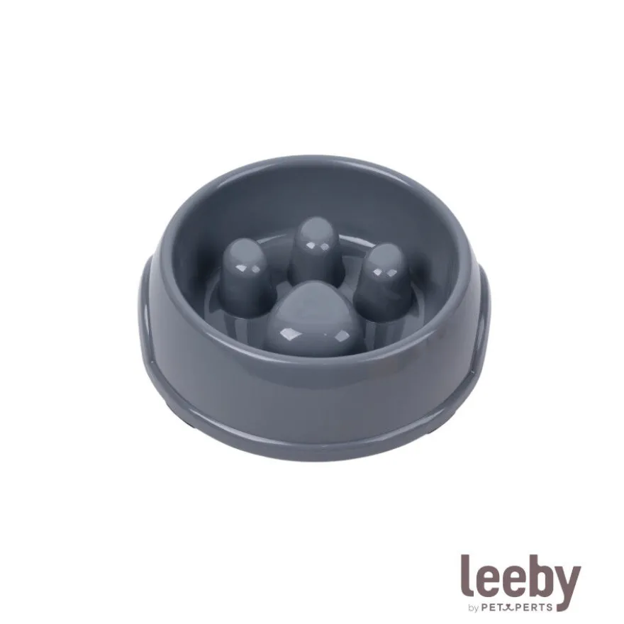 Leeby Comedero Antivoracidad Azul con Relieve de Huella para perros