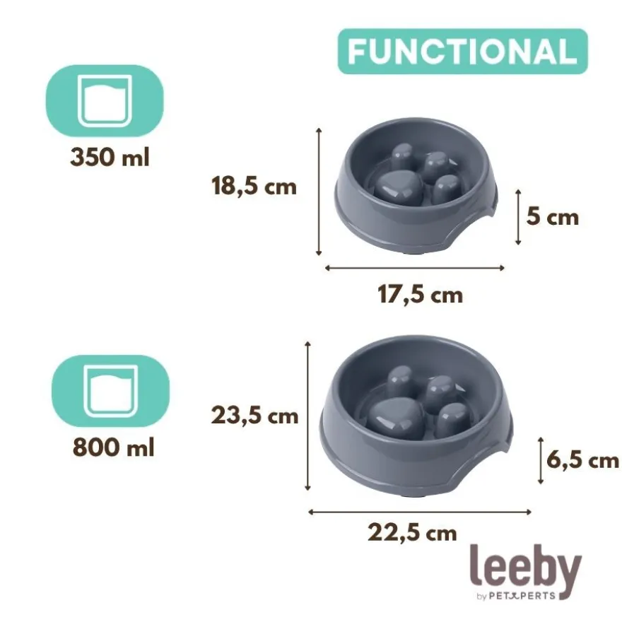 Leeby Comedero Antivoracidad Azul con Relieve de Huella para perros
