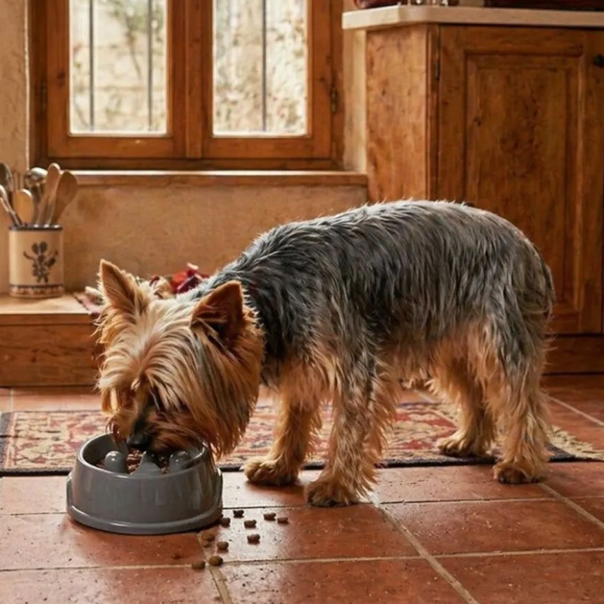 Leeby Comedero Antivoracidad Azul con Relieve de Huella para perros