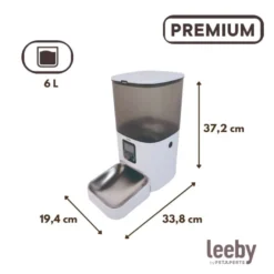 Leeby Comedero Automático Programable Blanco y Gris para perros y gatos