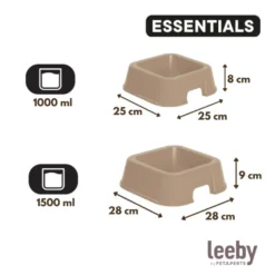 Leeby Comedero Cuadrado Taupe para perros
