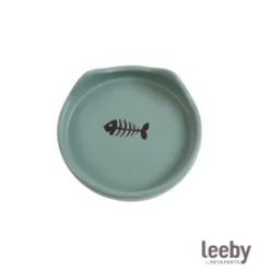 Leeby Comedero de Cerámica Azul con Orejitas para gatos