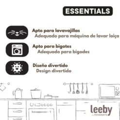 Leeby Comedero de Cerámica Blanco con Orejitas para gatos
