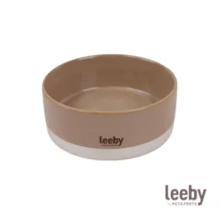 Leeby Comedero de Cerámica Marrón y Blanco para perros