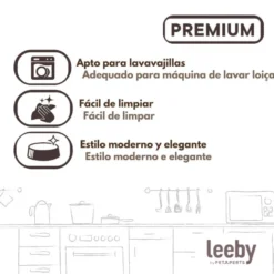 Leeby Comedero de Cerámica Marrón y Blanco para perros