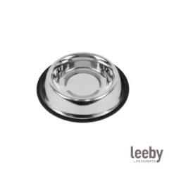 Leeby Comedero de Metal con Aro de Silicona para perros