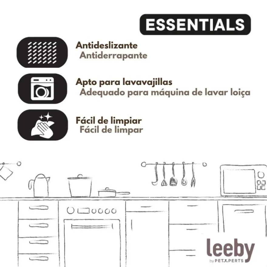 Leeby Comedero de Metal con Aro de Silicona para perros