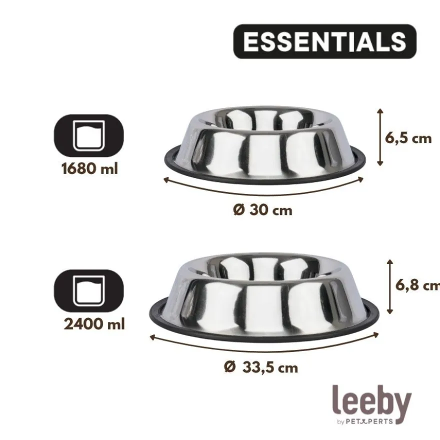 Leeby Comedero de Metal con Aro de Silicona para perros