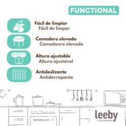 Leeby Comedero Doble Ajustable de Acero Inoxidable para perros