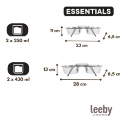 Leeby Comedero Doble de Acero Inoxidable con Soporte para perros y gatos