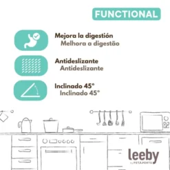 Leeby Comedero Doble de Metal Azul para perros