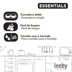 Leeby Comedero Doble de Plástico para perros y gatos