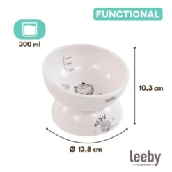 Leeby Comedero Elevado de Cerámica Blanco para gatos