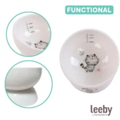 Leeby Comedero Elevado de Cerámica Blanco para gatos