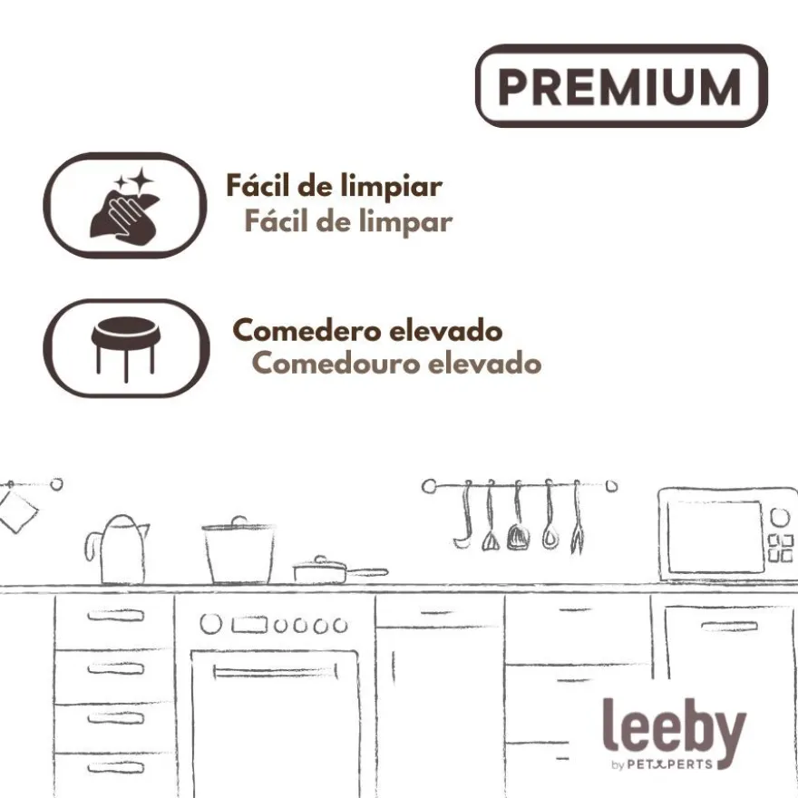 Leeby Comedero Elevado Inclinado de Cerámica Estilo Flor para gatos