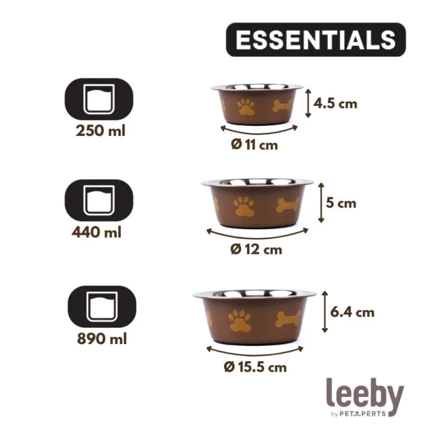 Leeby Comedero Estampado Huellas Acero Inoxidable para perros