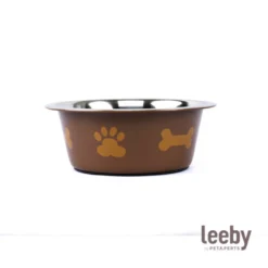 Leeby Comedero Estampado Huellas Acero Inoxidable para perros