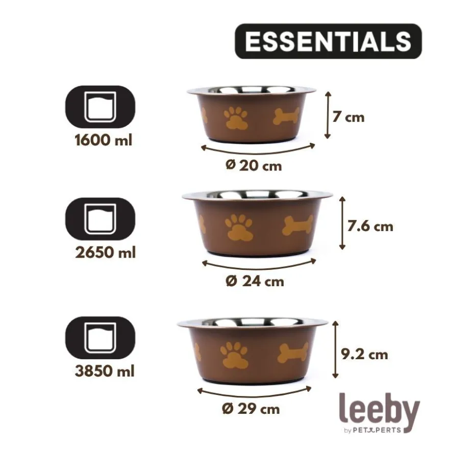 Leeby Comedero Estampado Huellas Acero Inoxidable para perros