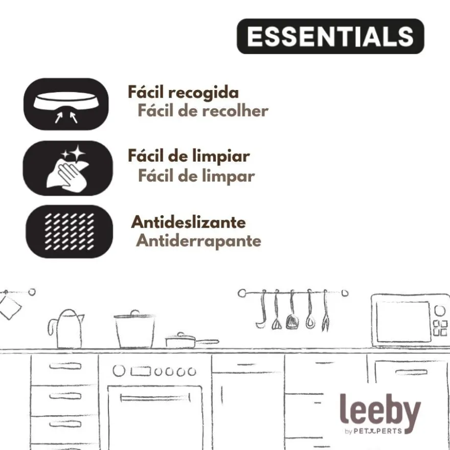 Leeby Comedero Plástico Taupe para perros