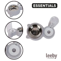 Leeby Comedero y Dispensador de Agua 2 en 1 Acero Inoxidable Gris para gatos