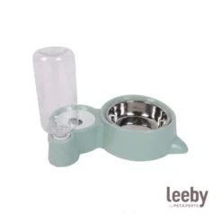 Leeby Comedero y Dispensador de Agua 2 en 1 Acero Inoxidable Verde para gatos