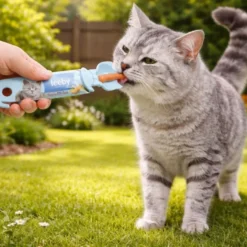 Leeby Cuchara Dispensador Pasta Premio Azul para gatos