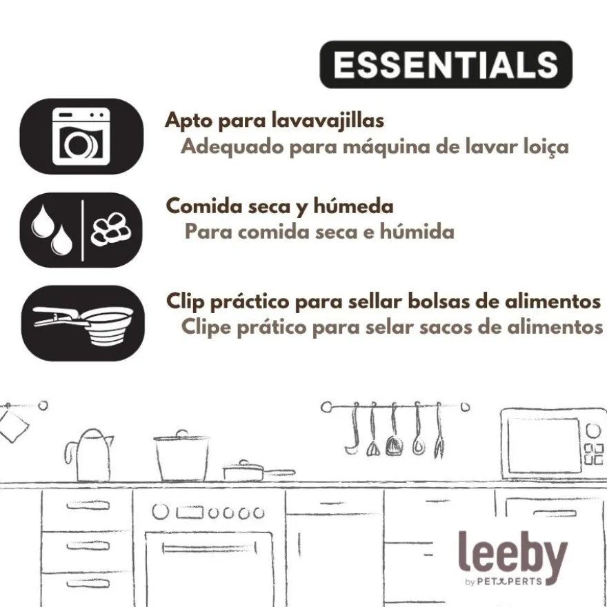 Leeby Cuchara Medidora Plegable Marrón para perros y gatos