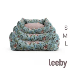 Leeby Cuna Desenfundable Turquesa de Flores para perros