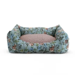 Leeby Cuna Desenfundable Turquesa de Flores para perros