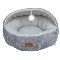 Leeby Cuna Gris y Blanco con Juguete para gatos