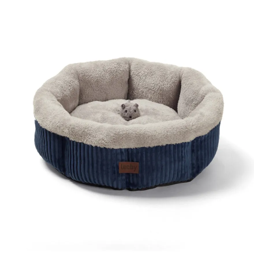 Leeby cuna redonda suave gris para gatos