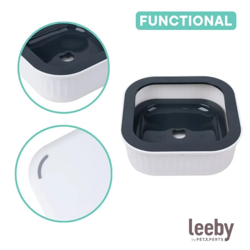 Leeby Dispensador Agua Anti Salpicaduras Blanco para perros