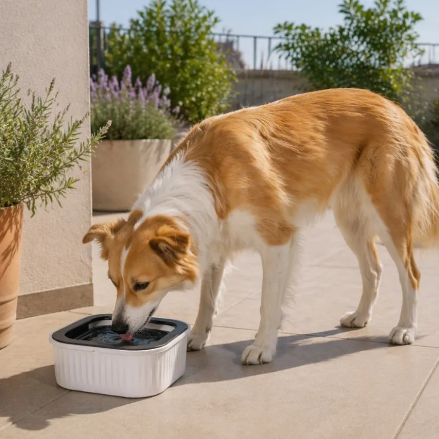 Leeby Dispensador Agua Anti Salpicaduras Blanco para perros