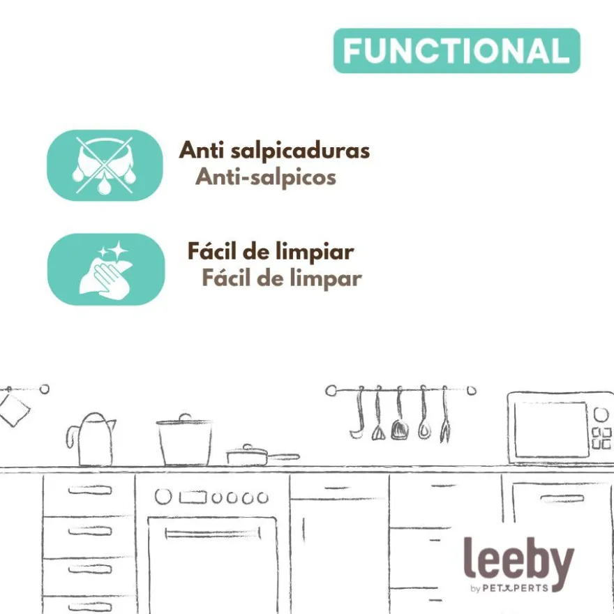 Leeby Dispensador Agua Anti Salpicaduras Blanco para perros