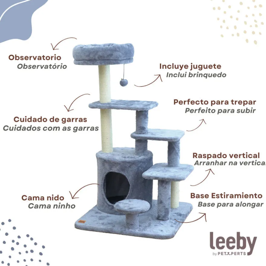 Leeby Eduardo torre rascador multiplataforma con cama nido y juguete para gatos