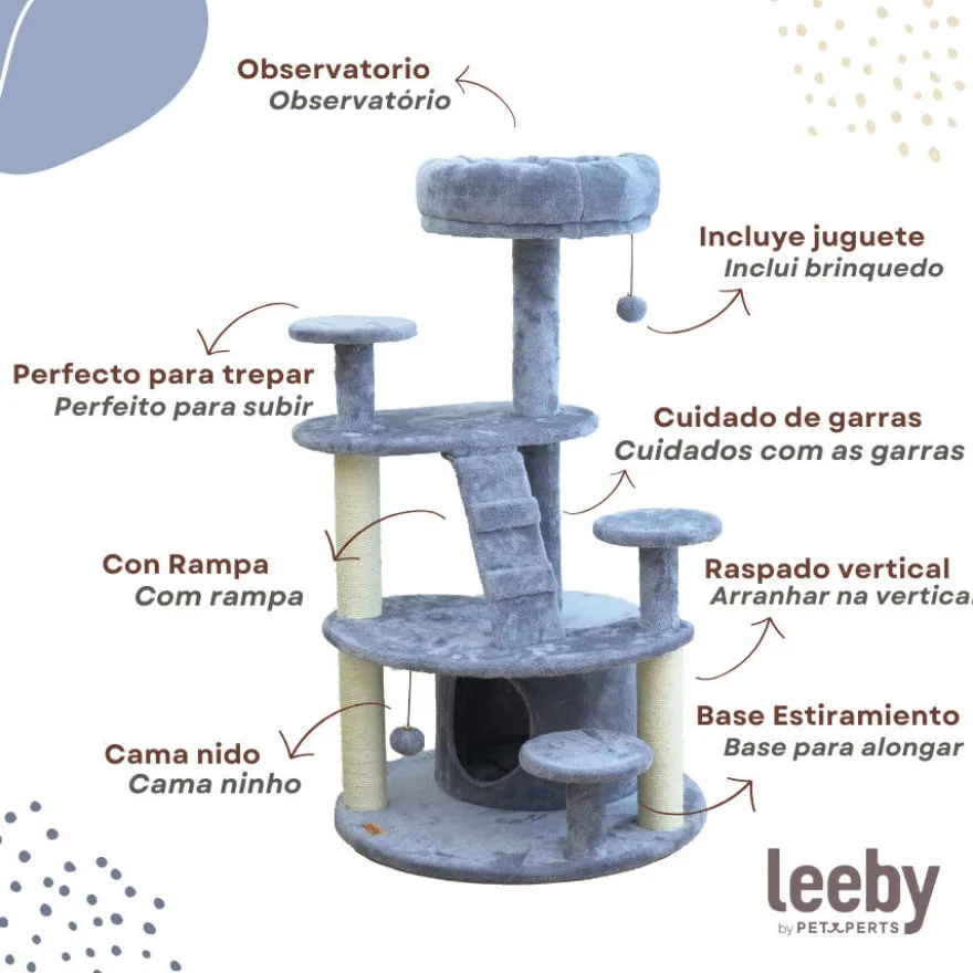 Leeby Esperanza torre rascador multiplataforma con cama nido y juguete para gatos