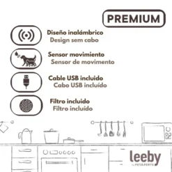 Leeby Fuente de Agua sin Cables Blanco para perros y gatos