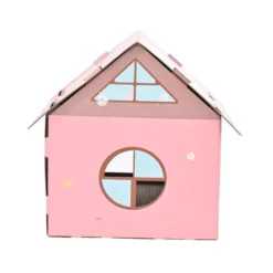 Leeby Hattie casita rascador de cartón rosa para gatos