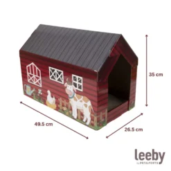 Leeby Hattie casita rascador de cartón con estampado de granja para gatos