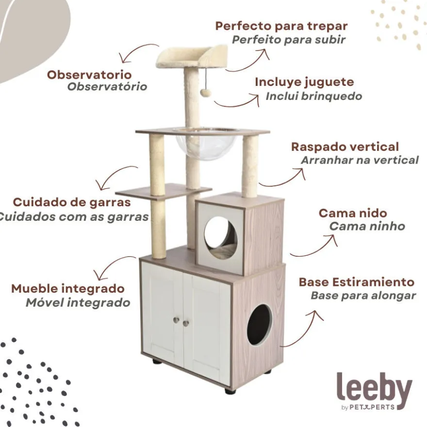 Leeby Luna árbol rascador con mueble para gatos