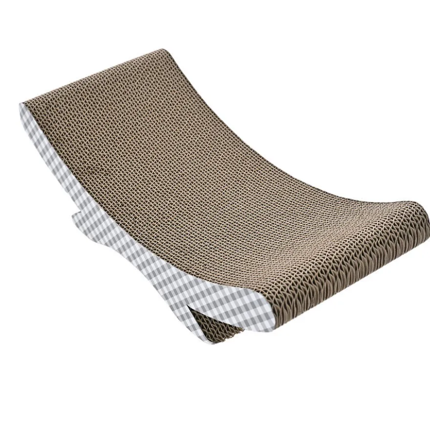 Leeby Remy Rocker rascador de cartón horizontal con estampado vichy para gatos