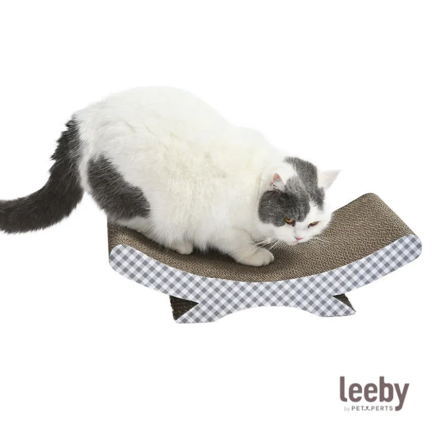 Leeby Remy Rocker rascador de cartón horizontal con estampado vichy para gatos