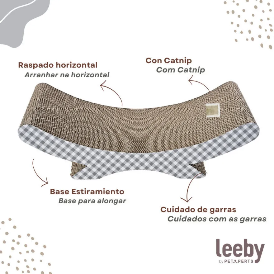 Leeby Remy Rocker rascador de cartón horizontal con estampado vichy para gatos