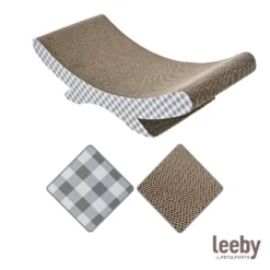 Leeby Remy Rocker rascador de cartón horizontal con estampado vichy para gatos