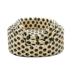 Leeby Sofá Bed Paw Print Beige para perros