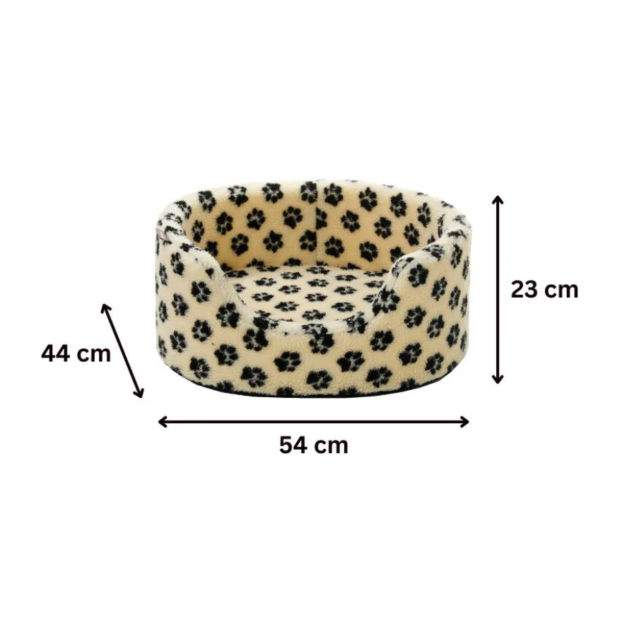 Leeby Sofá Bed Paw Print Beige para perros