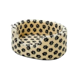 Leeby Sofá Bed Paw Print Beige para perros