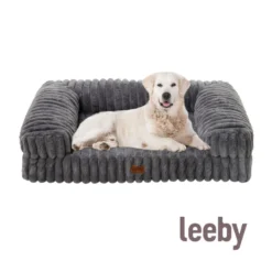 Leeby Sofá Corduroy Gris para perros