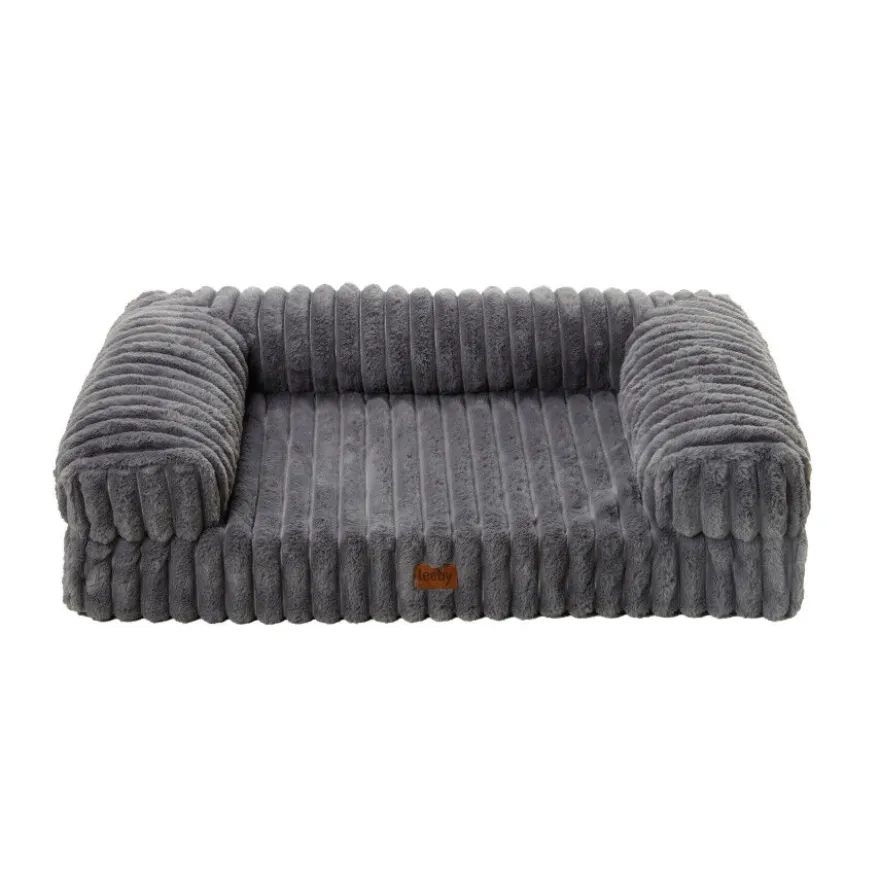 Leeby Sofá Corduroy Gris para perros